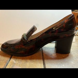 Tory Burch leather 2 inch block heel loafers, tortoise shell, size 7.5M